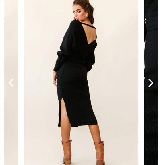 Selfie Leslie - BATWING KNIT MIDI DRESS BLACK - Picture 5 of 8
